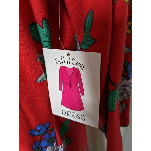 Bobbie Brooks NEW Dress Plus 3X Red Floral Stretch Romantic Feminine Cottagecore - Picture 5 of 6